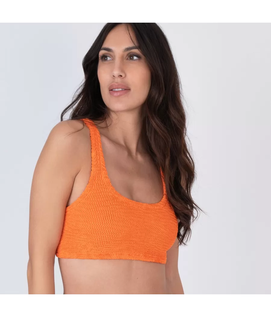 Haut de maillot femme brassière one size Wavy orange | Kiwi Saint Tropez