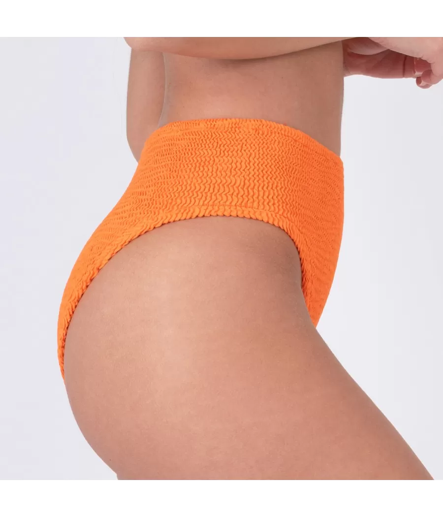 Culotte de maillot femme haute one size Wavy orange | Kiwi Saint Tropez