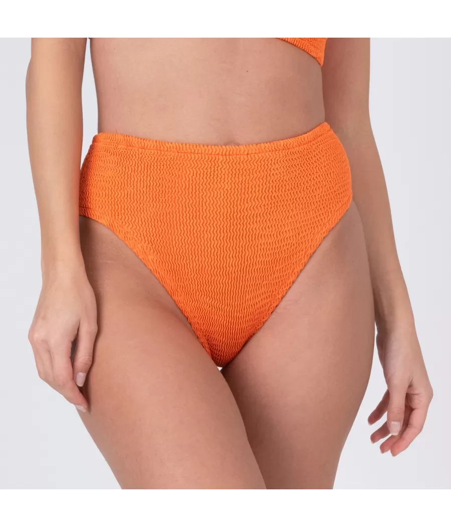 Culotte de maillot femme haute one size Wavy orange | Kiwi Saint Tropez