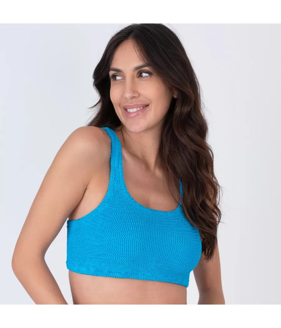 Haut de maillot femme brassière one size Wavy bleu | Kiwi Saint Tropez