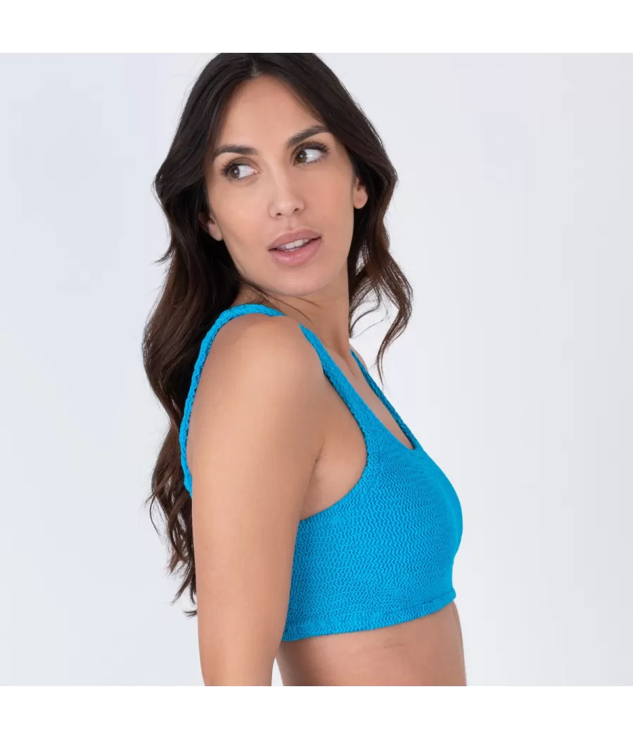 Haut de maillot femme brassière one size Wavy bleu | Kiwi Saint Tropez