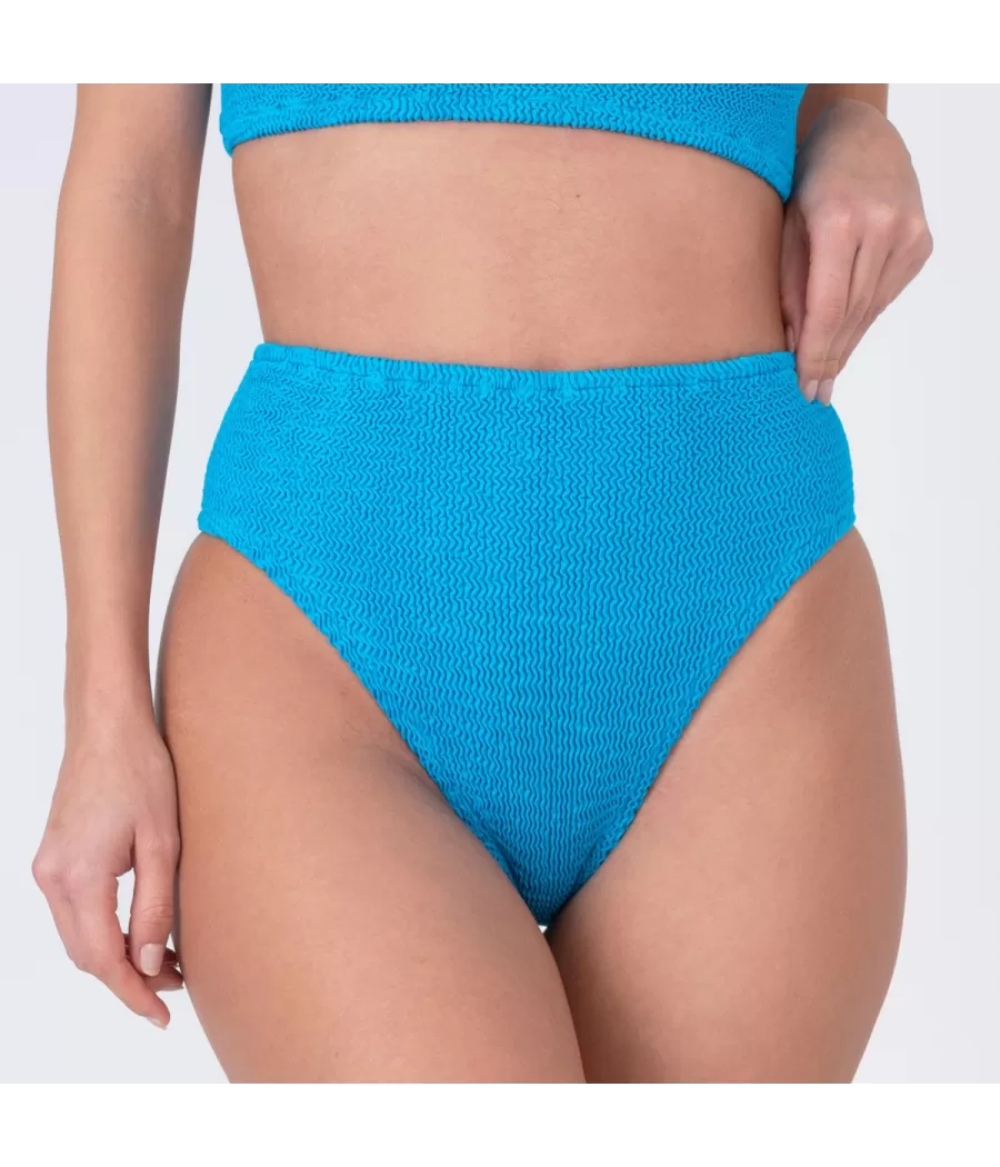 Culotte de maillot femme haute one size Wavy bleu - Maillots séparables unis | Kiwi Saint Tropez