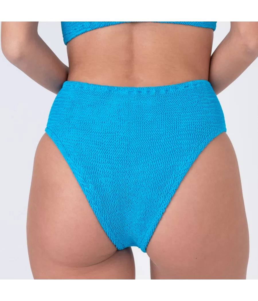 Culotte de maillot femme haute one size Wavy bleu - Maillots séparables unis | Kiwi Saint Tropez