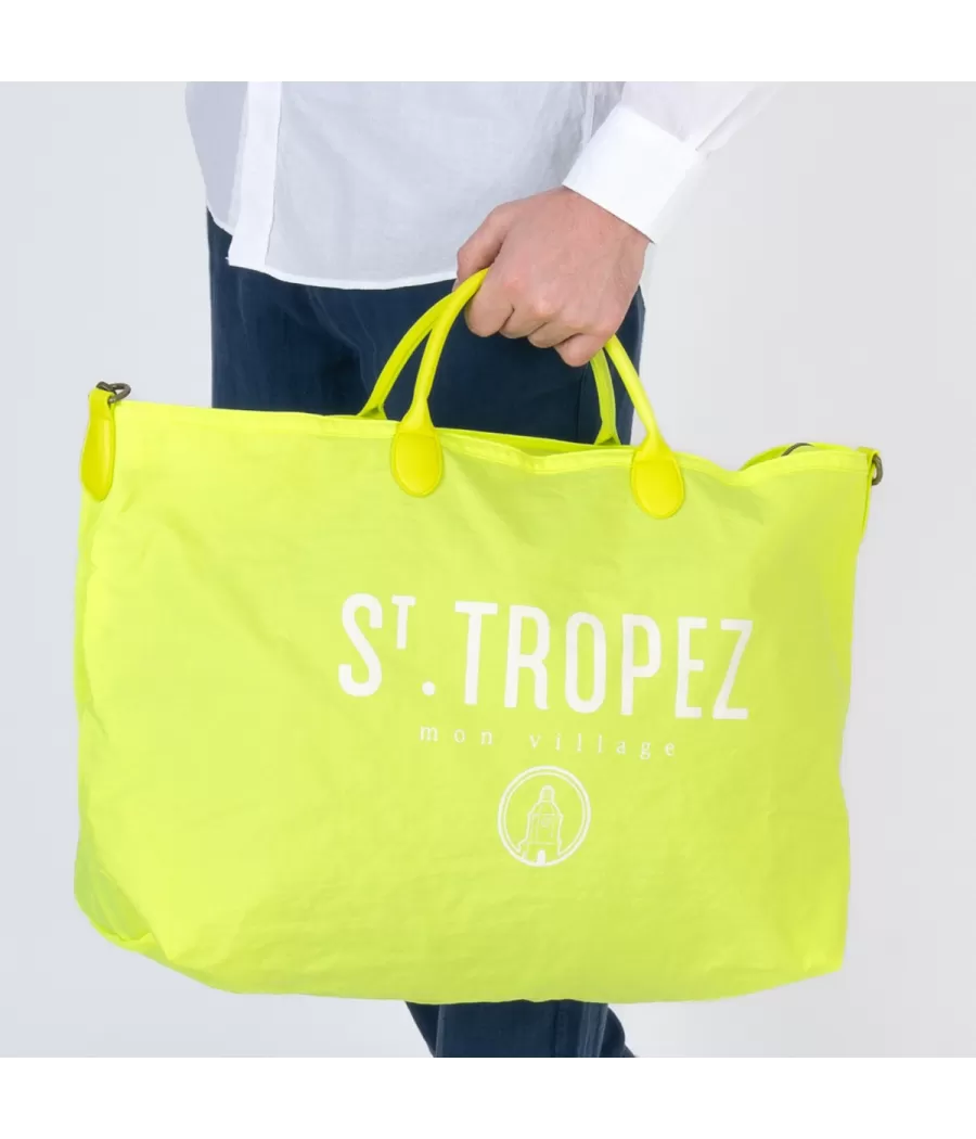 Iconische Saint Tropez tas fluorescerend geel groot