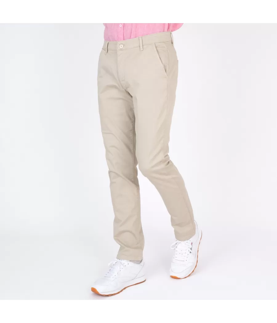 Pantalon homme revers zephir naturel | Kiwi Saint Tropez