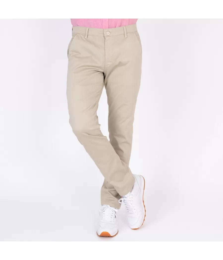 Pantalon homme revers zephir naturel - Pantalons | Kiwi Saint Tropez