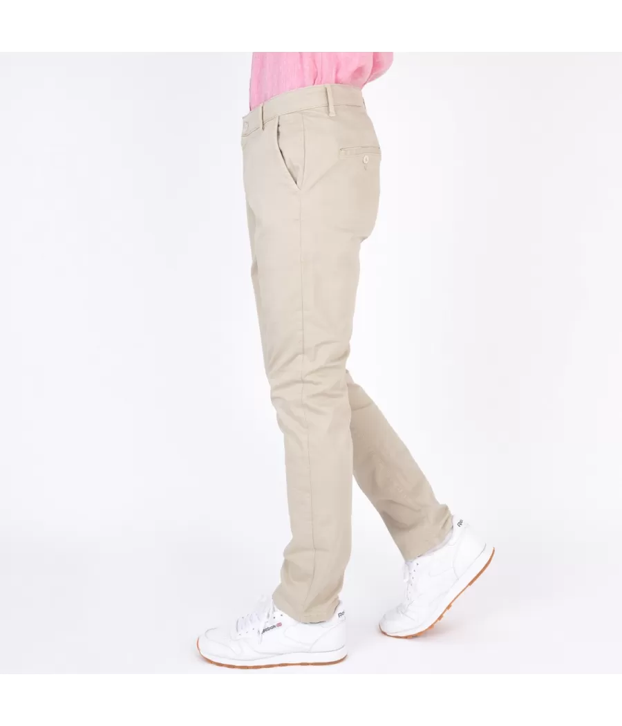 Pantalon homme revers zephir naturel | Kiwi Saint Tropez