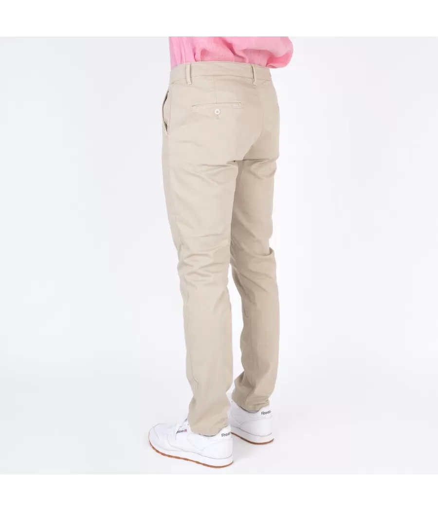 Pantalon homme revers zephir naturel | Kiwi Saint Tropez