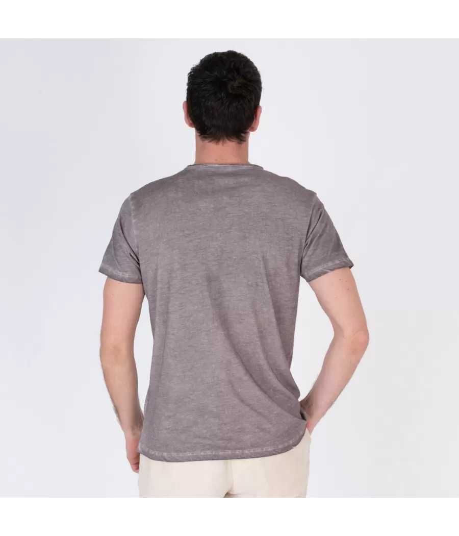 T-shirt homme col V tikiti gris | Kiwi Saint Tropez