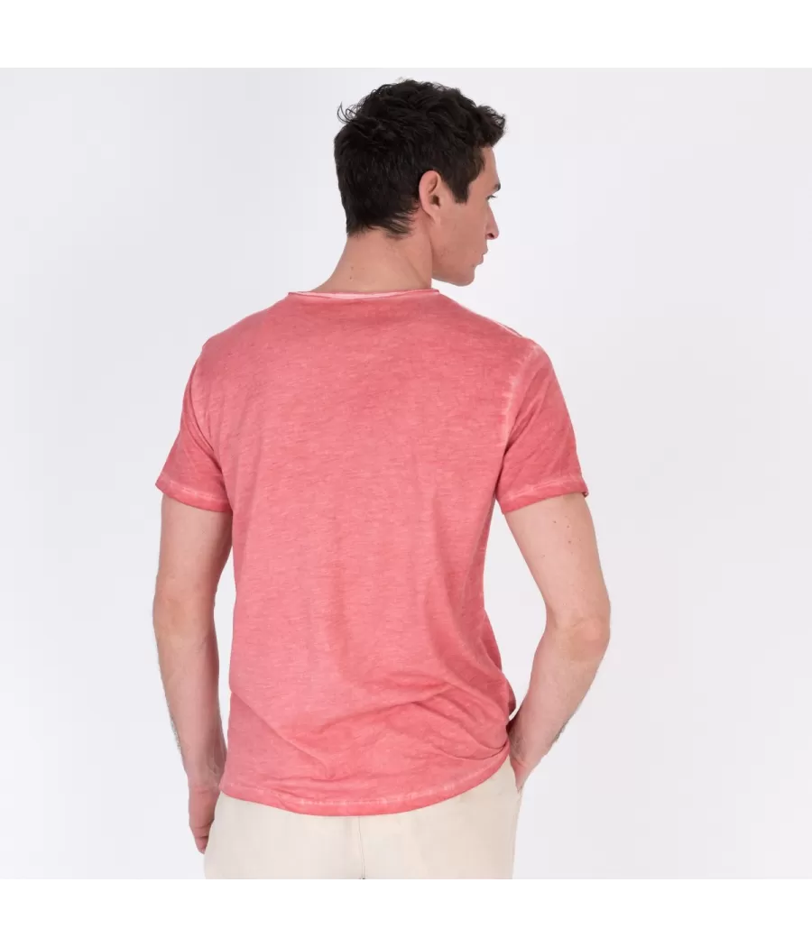 T-shirt homme col V tikiti corail | Kiwi Saint Tropez