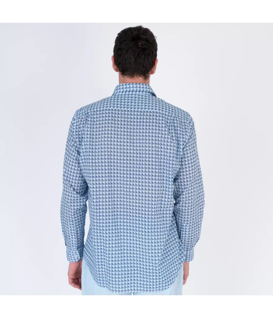 Chemise homme losange bleu | Kiwi Saint Tropez