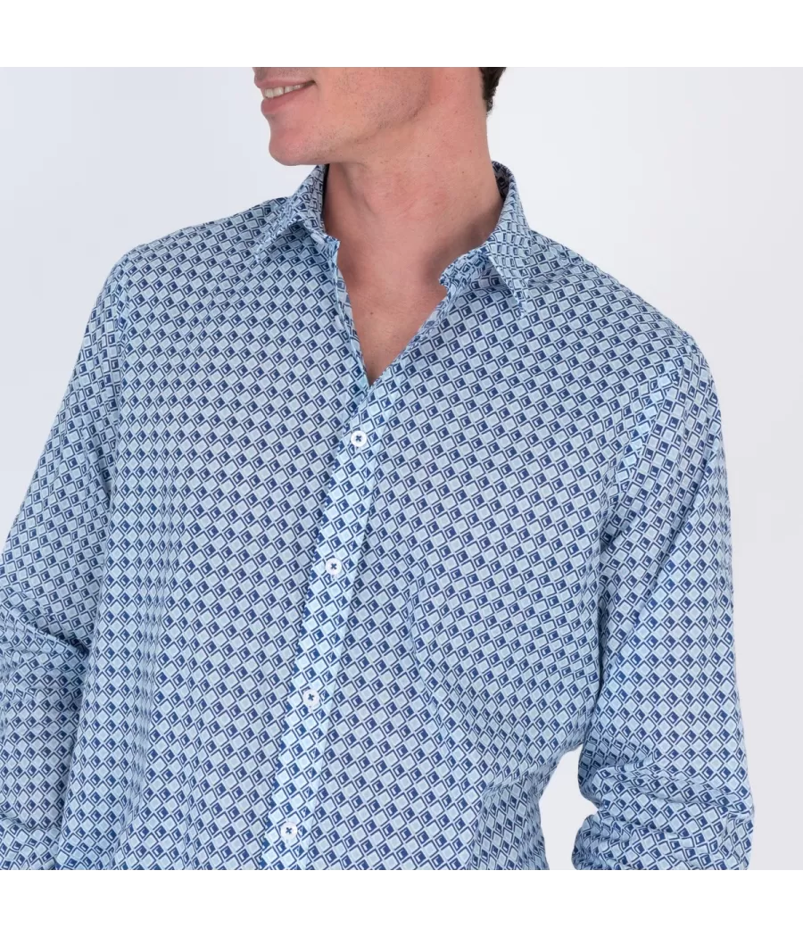 Chemise homme losange bleu | Kiwi Saint Tropez