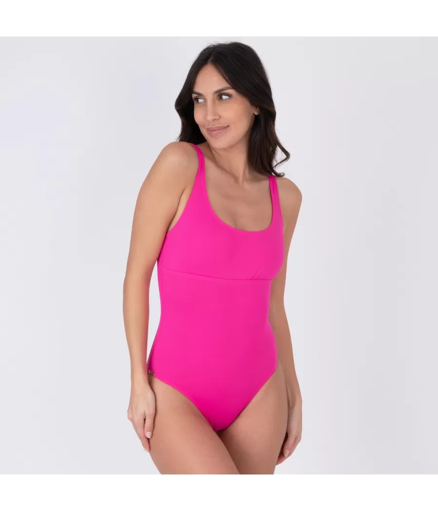 Maillot 1 pièce femme basique savane fushia