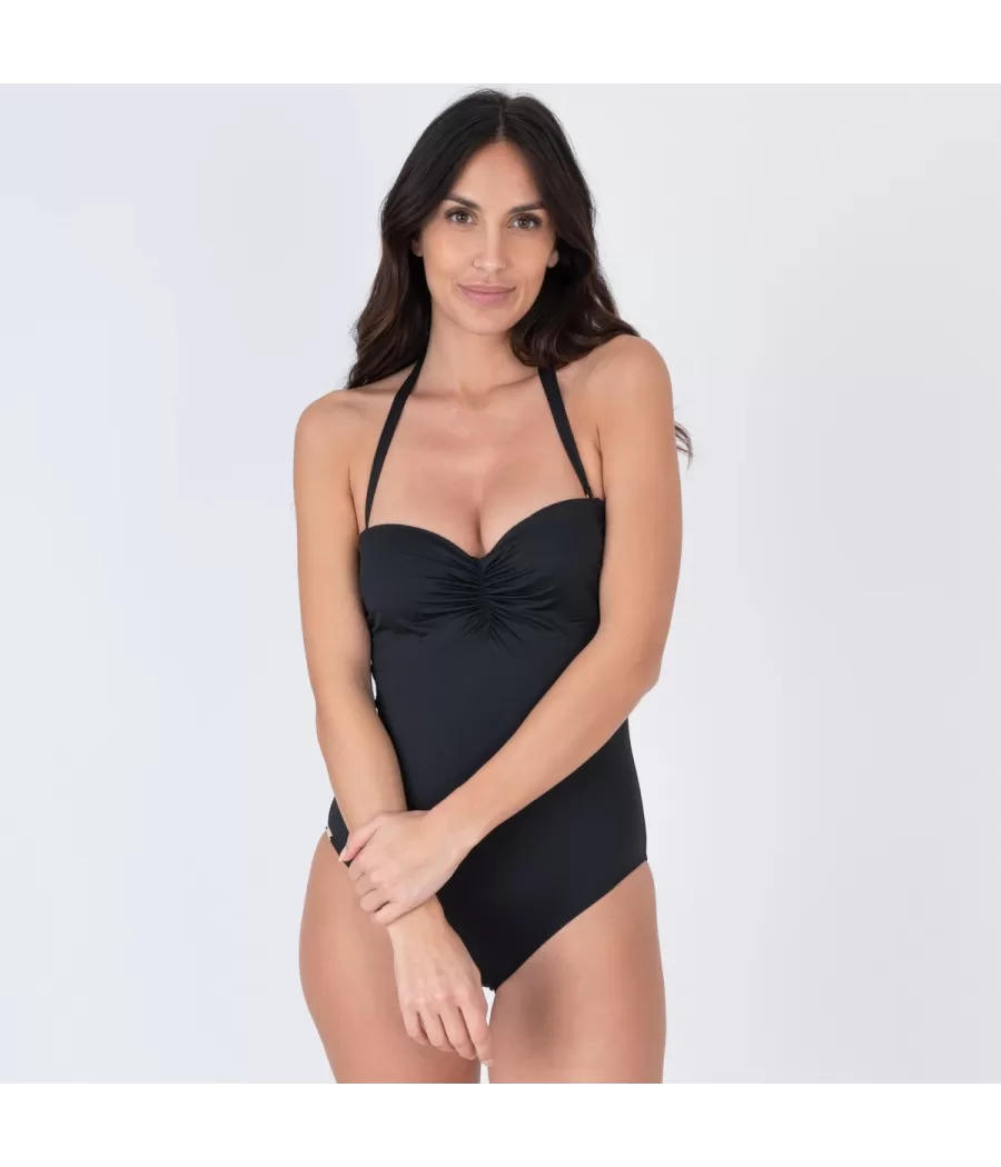 Maillot 1 pièce femme coques savane noir | Kiwi Saint Tropez