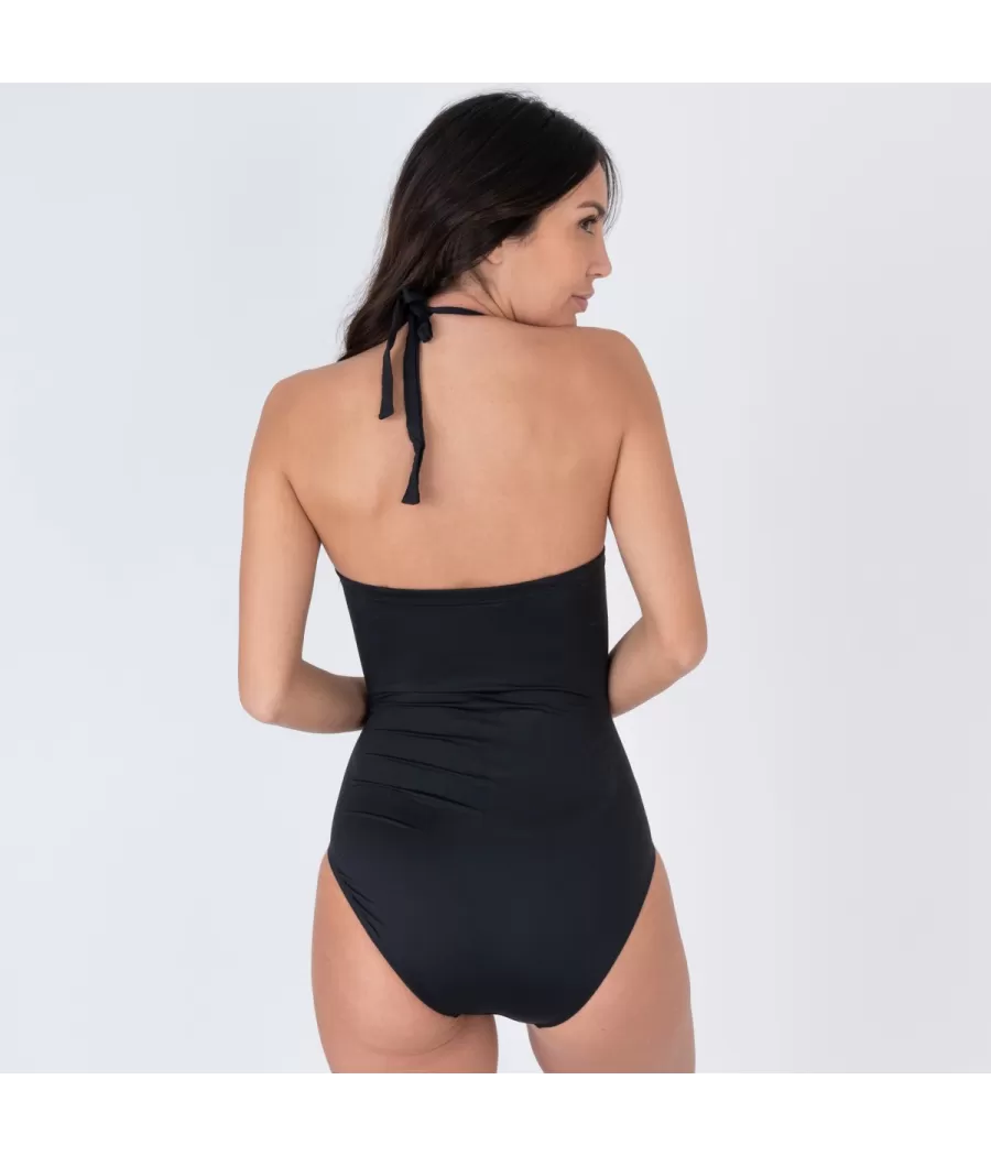 Maillot 1 pièce femme coques savane noir | Kiwi Saint Tropez