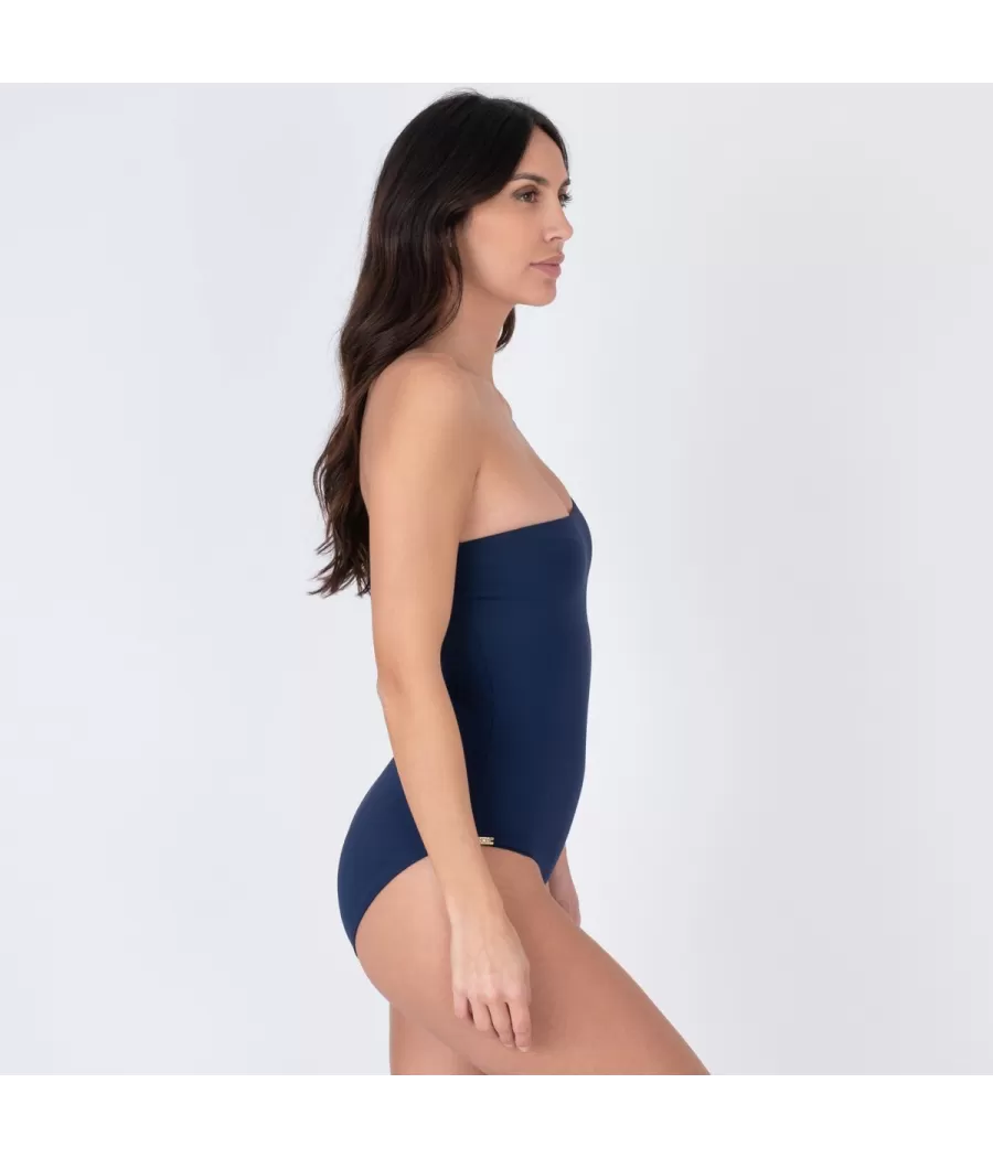 Maillot 1 pièce femme mono-bretelle savane navy | Kiwi Saint Tropez