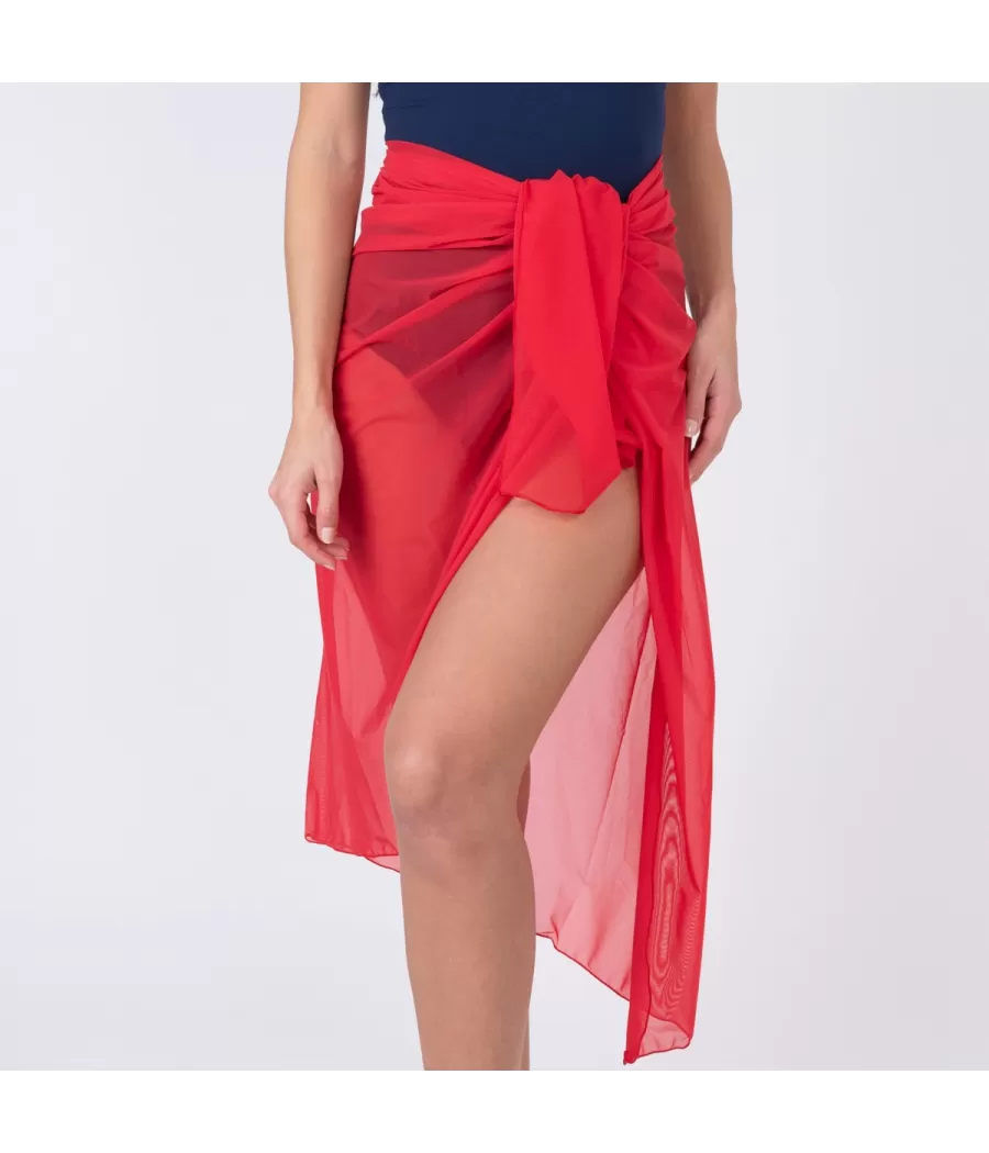 Paréo femme long voile savane rouge | Kiwi Saint Tropez