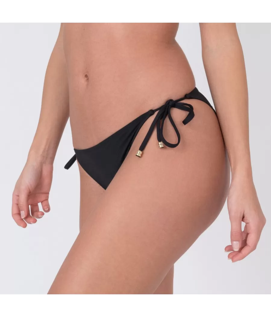 Culotte de maillot femme nouée savane noir - Maillots séparables unis | Kiwi Saint Tropez