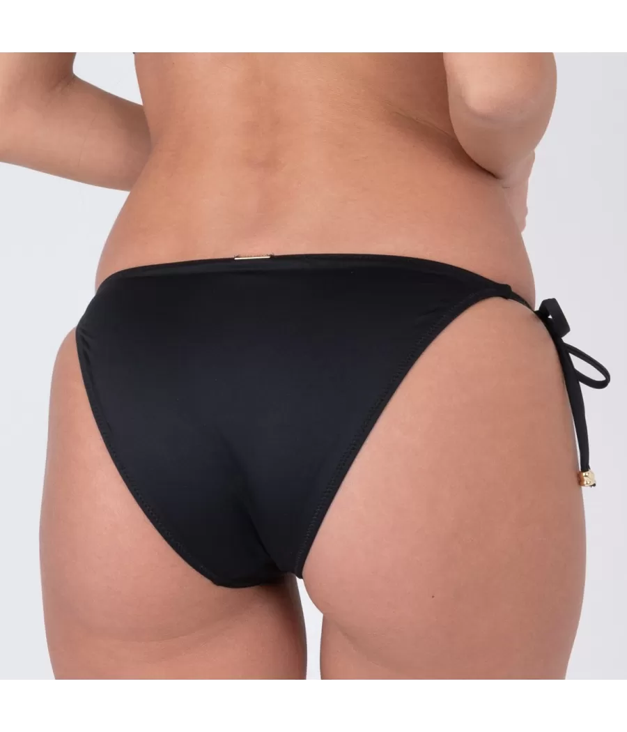 Culotte de maillot femme nouée savane noir - Maillots séparables unis | Kiwi Saint Tropez