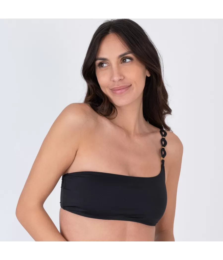 Haut de maillot femme mono-bretelle savane noir - Plain mix and match | Kiwi Saint Tropez