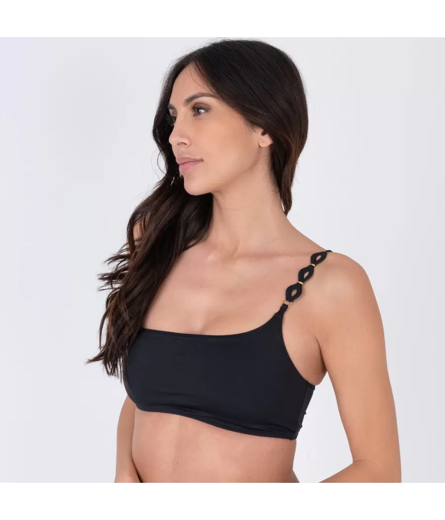 Haut de maillot femme mono-bretelle savane noir - Plain mix and match | Kiwi Saint Tropez