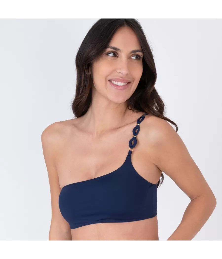 Haut de maillot femme mono-bretelle savane navy