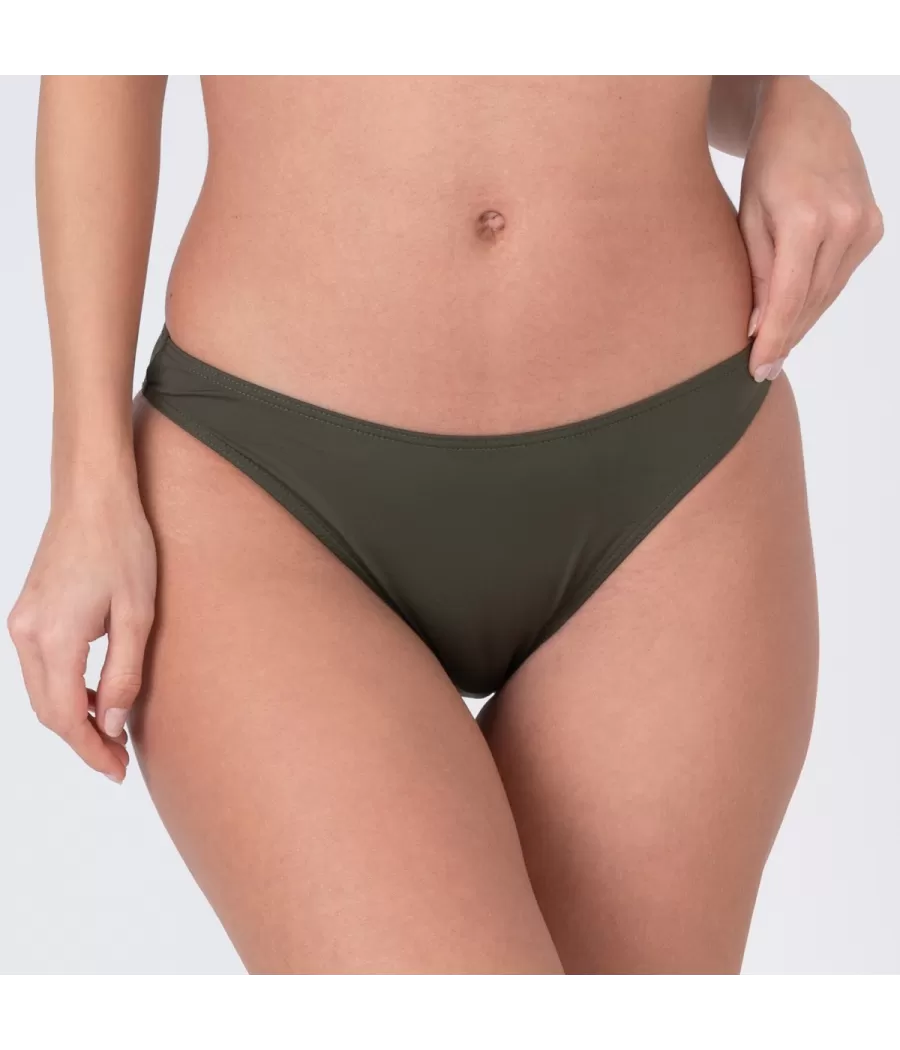 Culotte de maillot femme basique savane kaki - Maillots séparables unis | Kiwi Saint Tropez