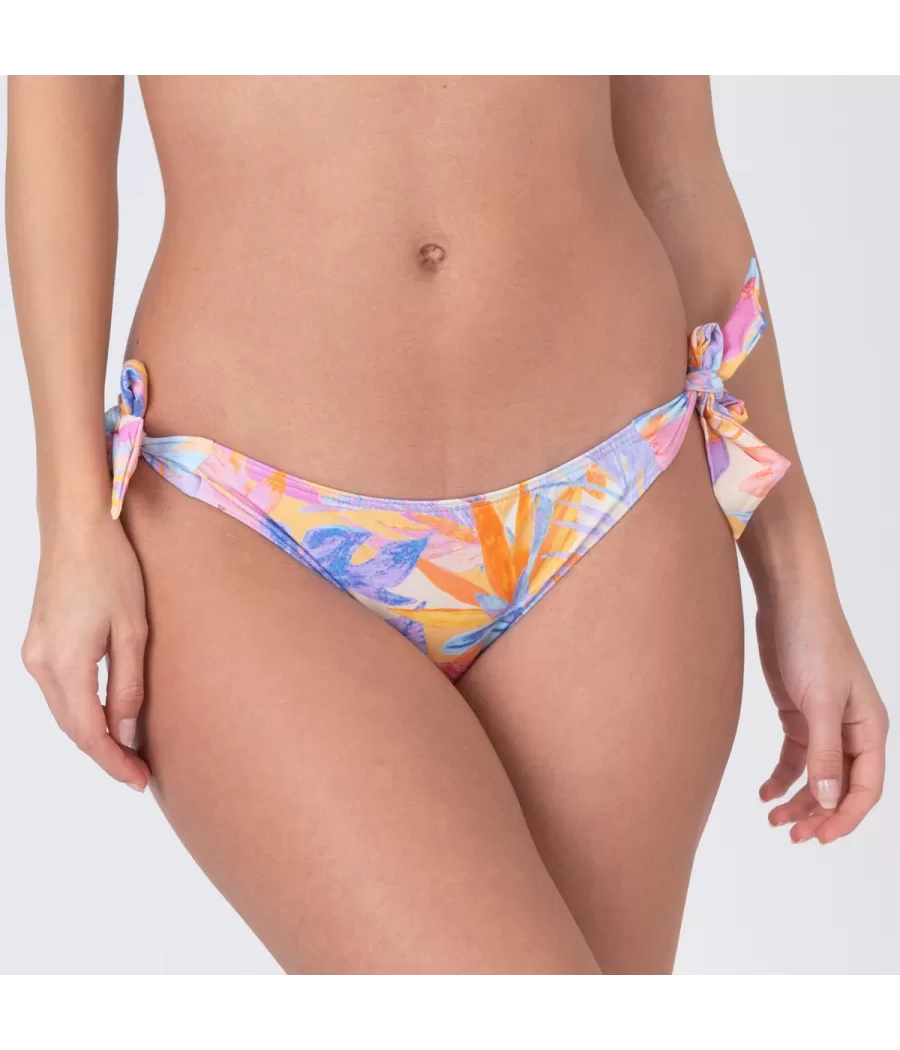 Culotte de maillot femme nouée taiga orange - Maillots séparables imprimés | Kiwi Saint Tropez