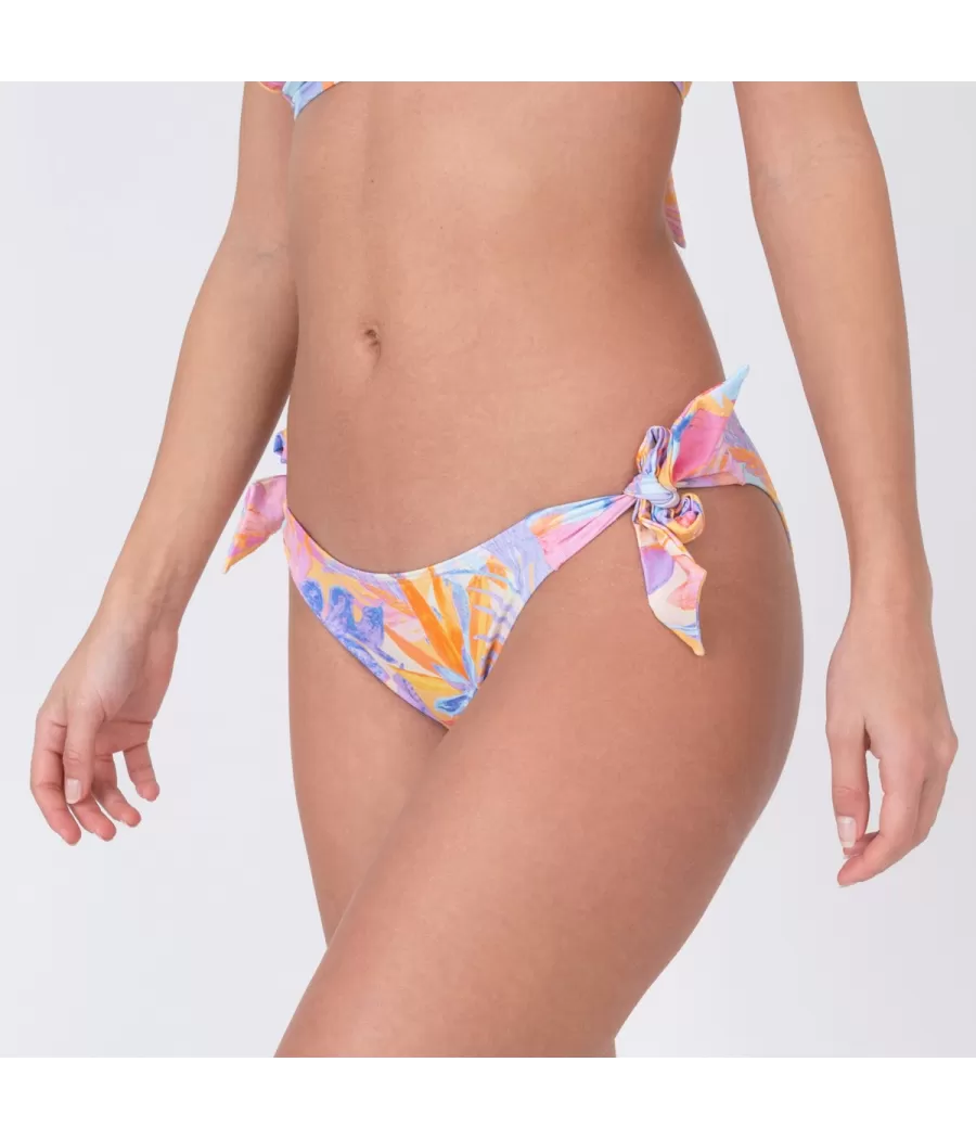 Culotte de maillot femme nouée taiga orange - Printed mix and match | Kiwi Saint Tropez