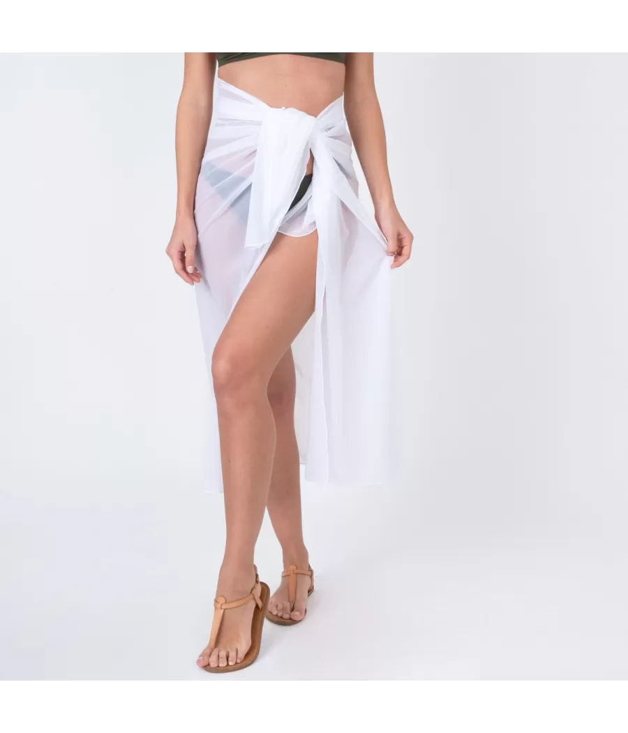 Paréo femme long voile savane blanc