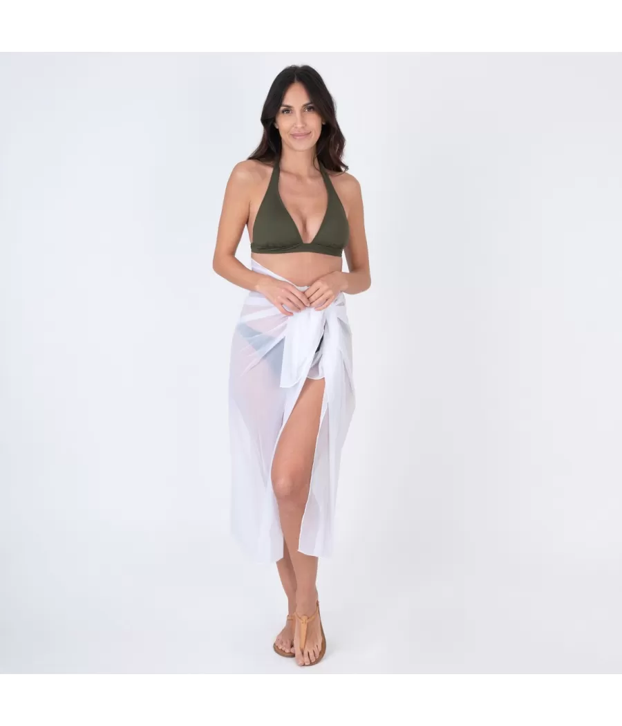 Paréo femme long voile savane blanc | Kiwi Saint Tropez