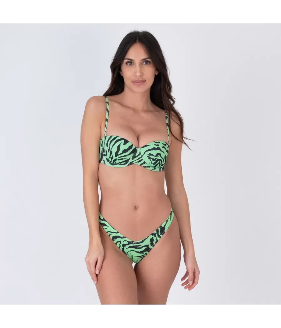 Bikinitop voor dames met groene zebraschelpen - Maillots séparables imprimés | Kiwi Saint Tropez