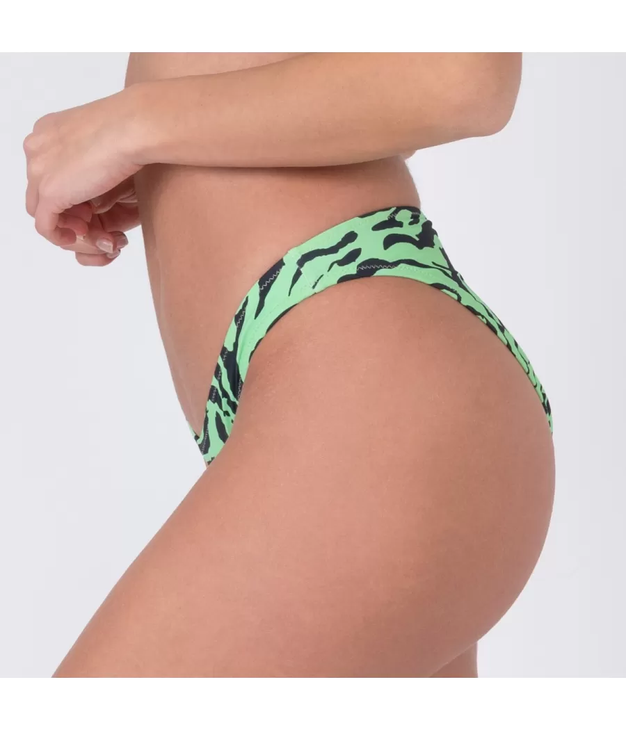 Culotte de maillot femme échancrée zebra vert | Kiwi Saint Tropez