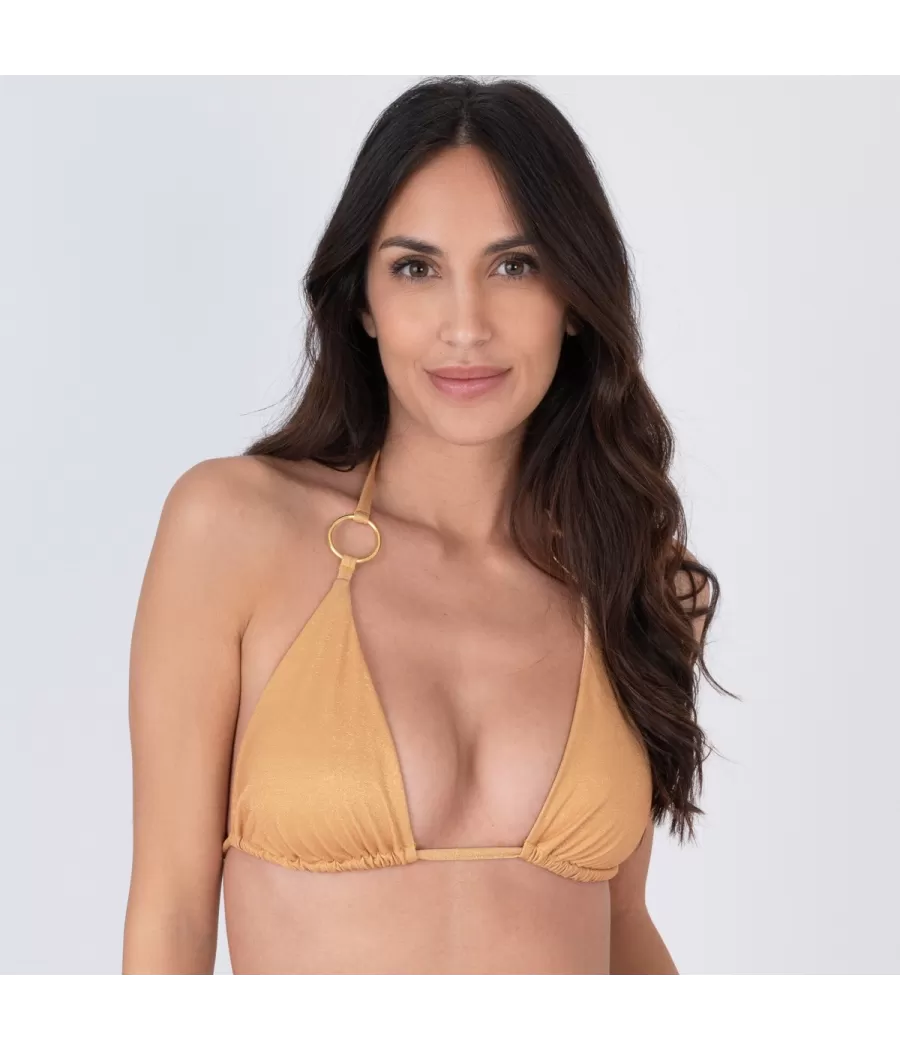 Haut de maillot femme triangle large luminoso doré - Plain mix and match | Kiwi Saint Tropez