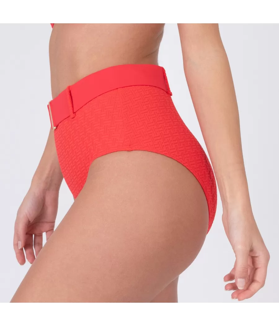 Culotte de maillot femme haute ceinture somptueux rouge | Kiwi Saint Tropez