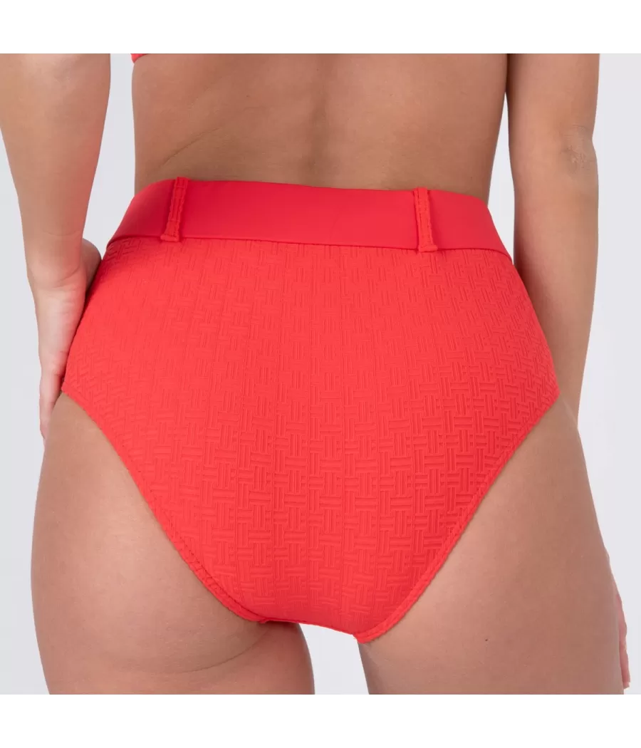 Culotte de maillot femme haute ceinture somptueux rouge | Kiwi Saint Tropez