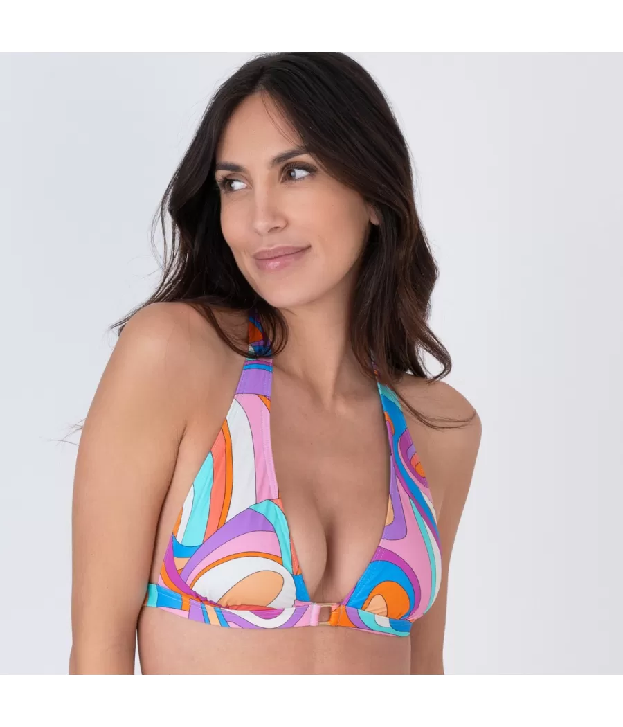 Haut de maillot femme triangle large Rio rose | Kiwi Saint Tropez