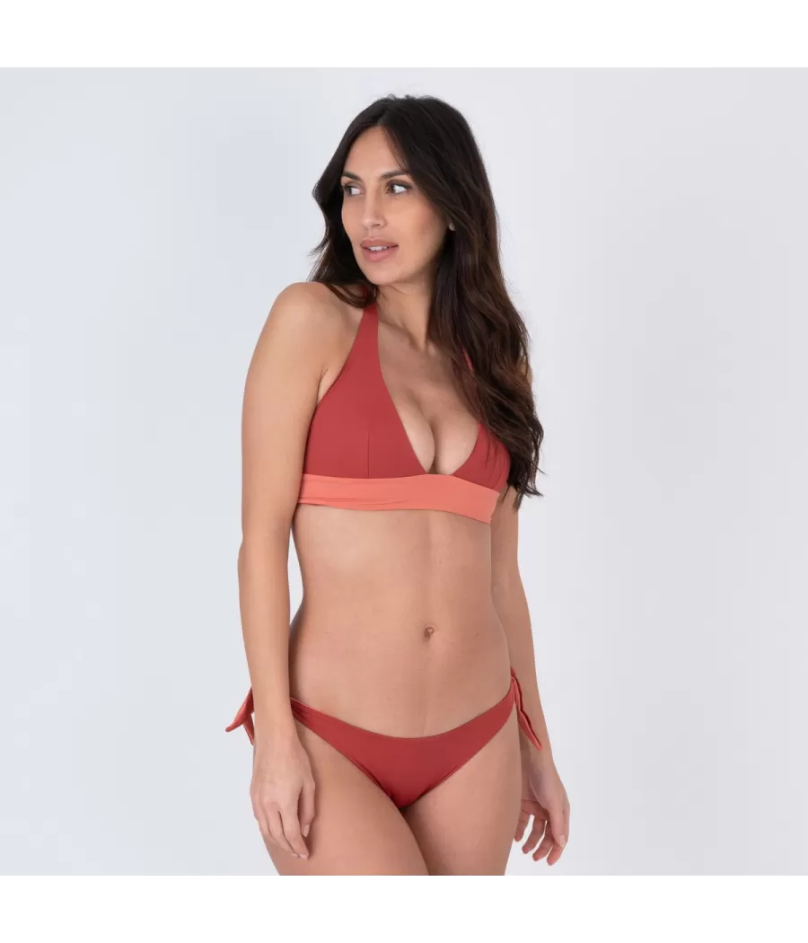 Culotte de maillot femme nouée bicolore terre | Kiwi Saint Tropez