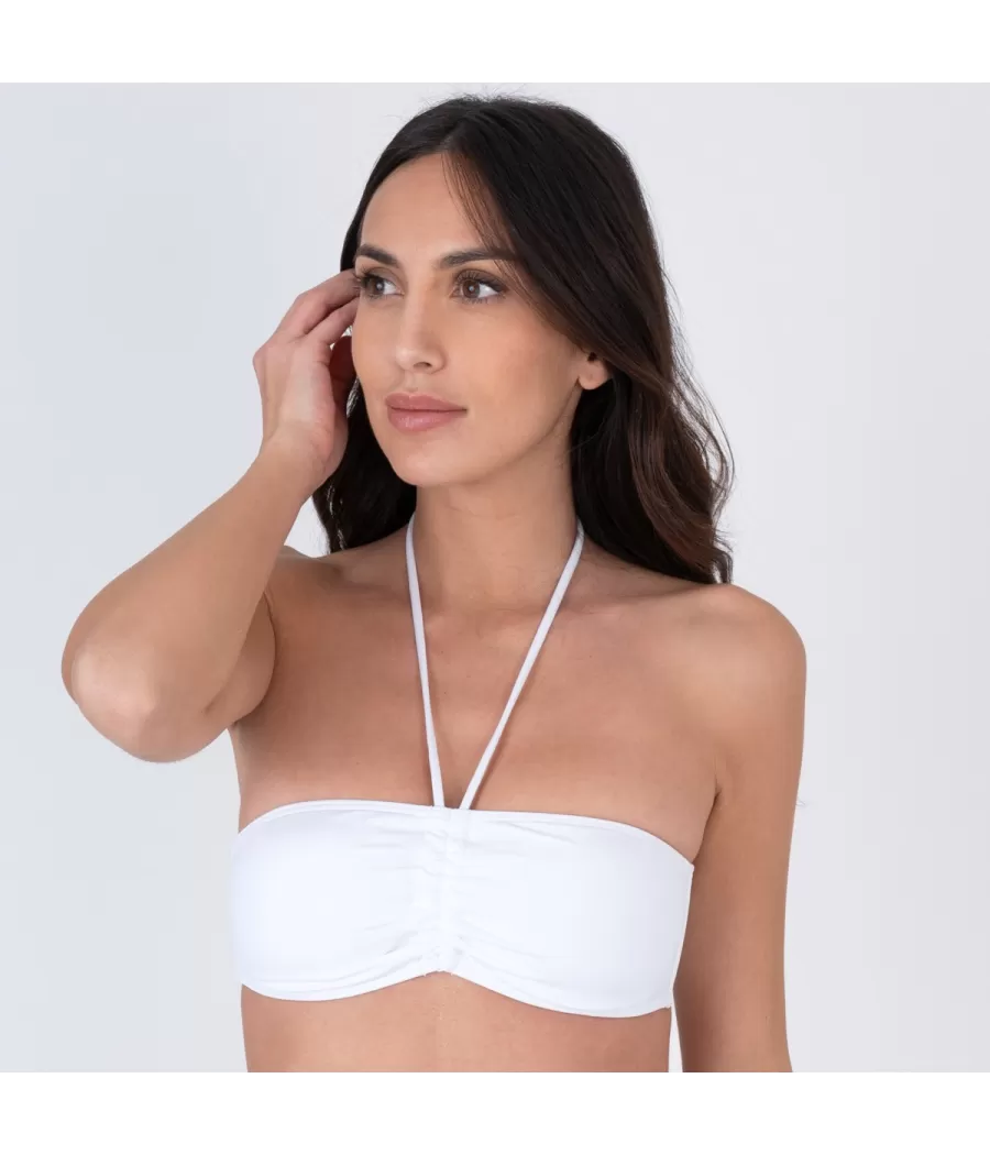 Haut de maillot femme bandeau savane blanc