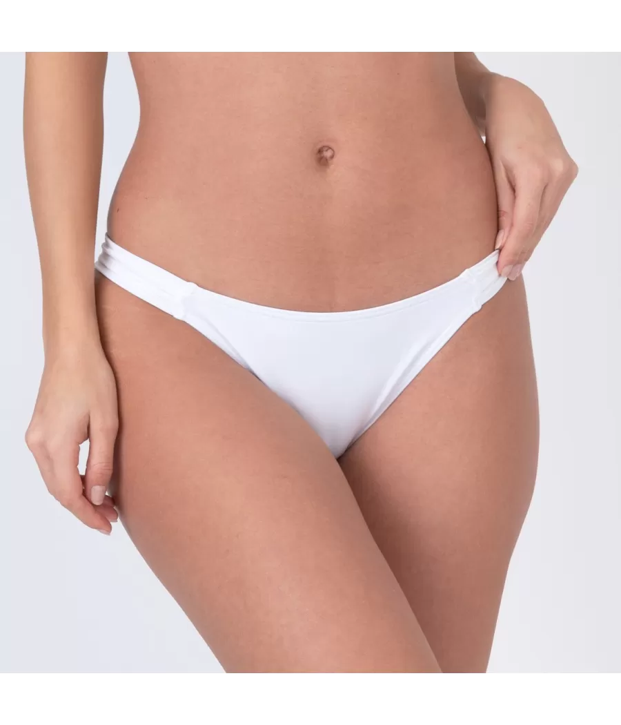 Culotte de maillot femme echancrée savane blanc - Maillots séparables unis | Kiwi Saint Tropez