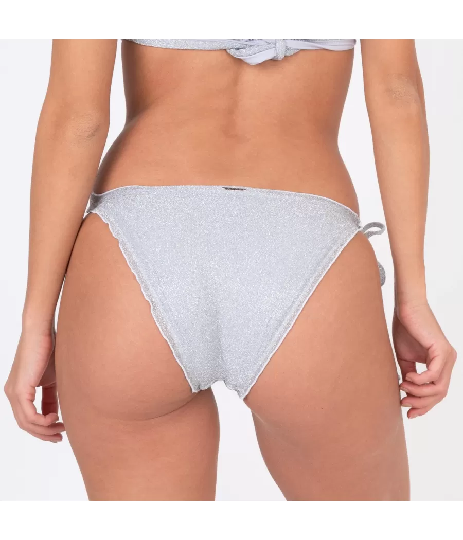 Culotte de maillot femme volants metalica silver | Kiwi Saint Tropez