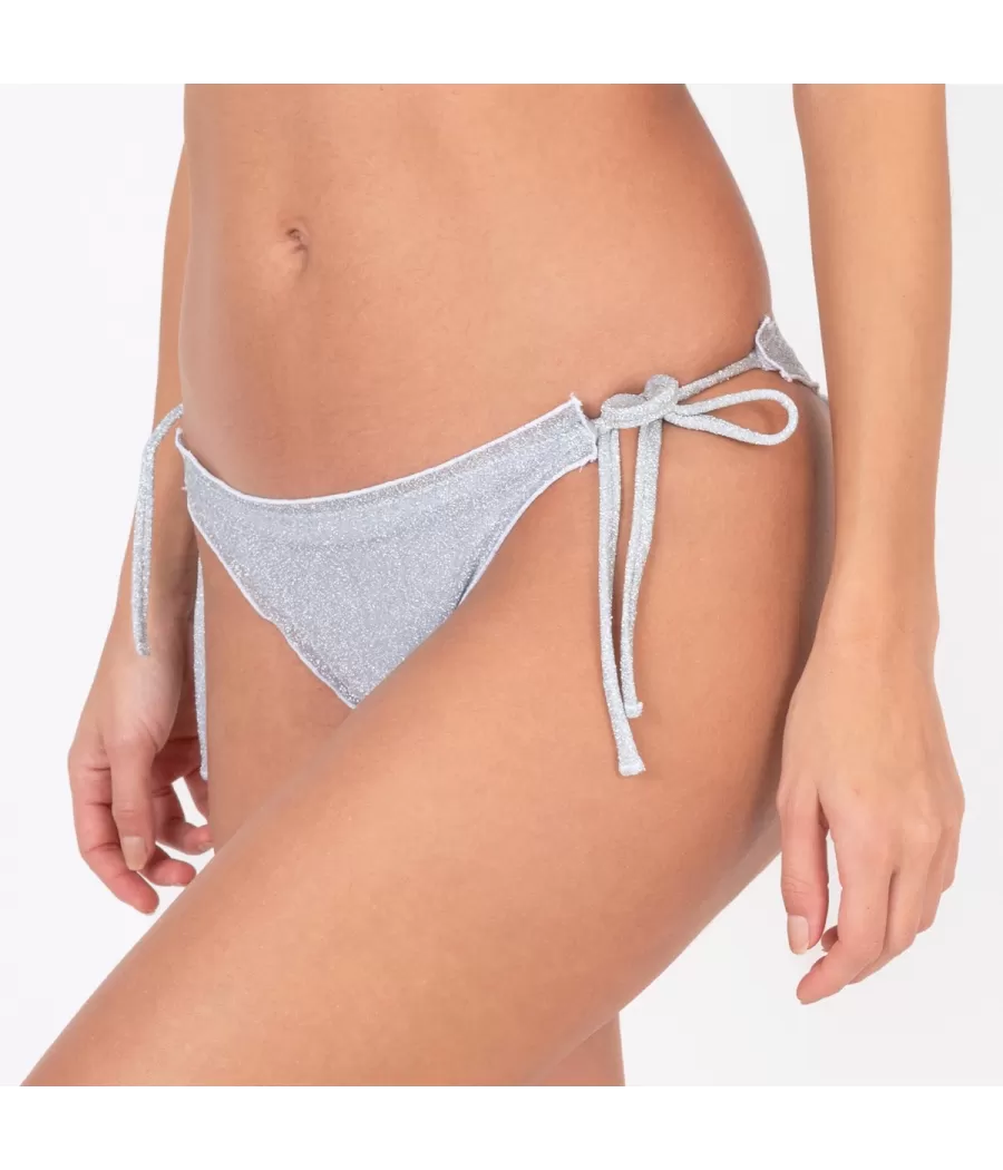 Culotte de maillot femme volants metalica silver | Kiwi Saint Tropez