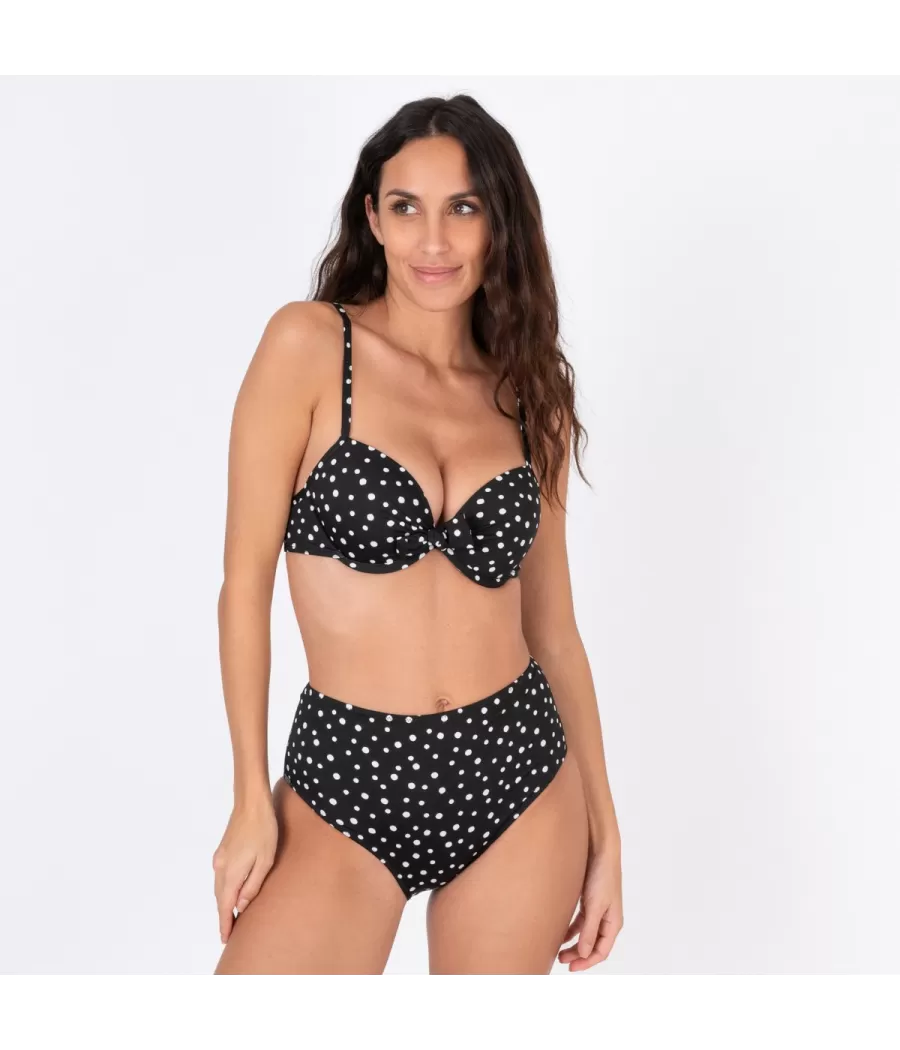 Haut de maillot femme coques peas noir | Kiwi Saint Tropez