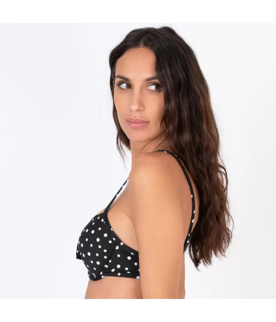 Haut de maillot femme coques peas noir - Printed mix and match | Kiwi Saint Tropez