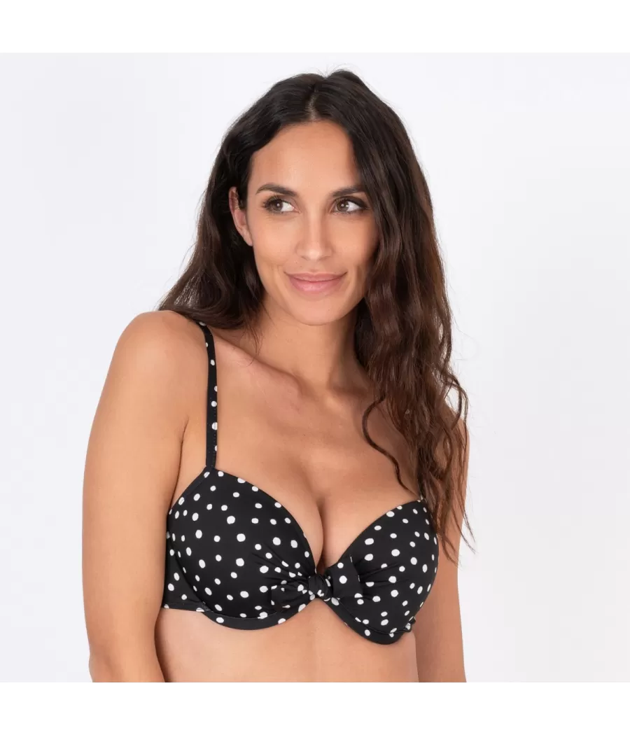 Haut de maillot femme coques peas noir - Printed mix and match | Kiwi Saint Tropez