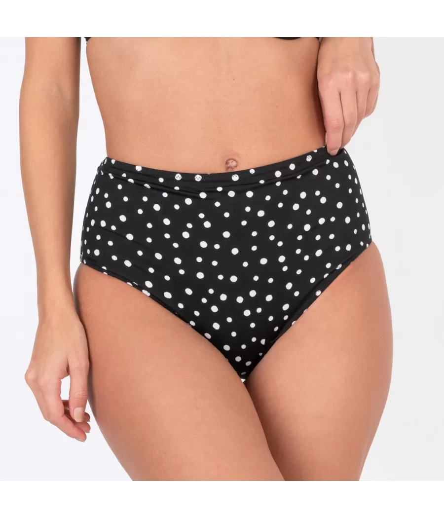 Culotte de maillot femme haute peas noir - Printed mix and match | Kiwi Saint Tropez