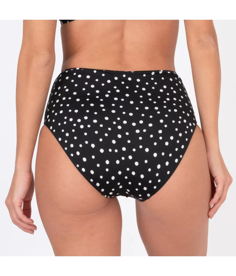 Culotte de maillot femme haute peas noir - Maillots séparables imprimés | Kiwi Saint Tropez