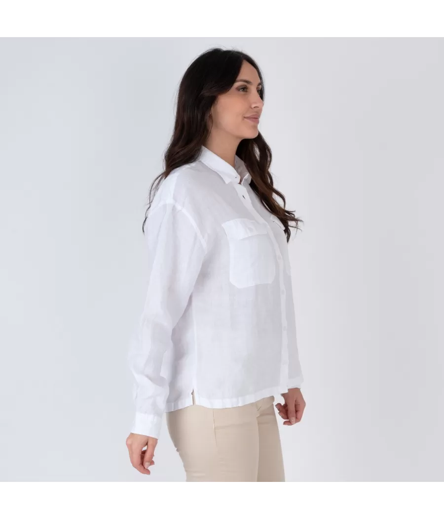 Chemise en lin femme oversize Laos blanc | Kiwi Saint Tropez