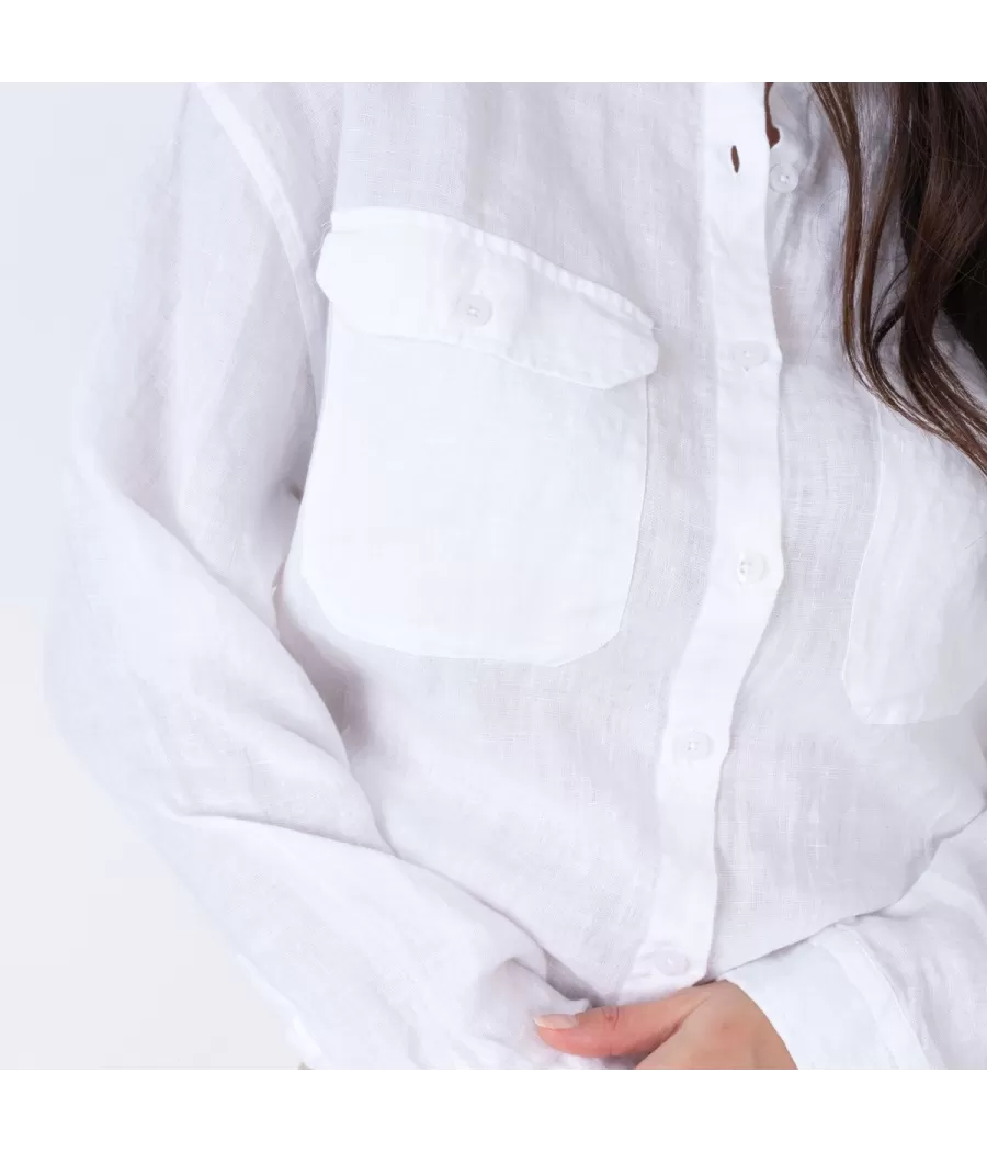 Chemise en lin femme oversize Laos blanc | Kiwi Saint Tropez