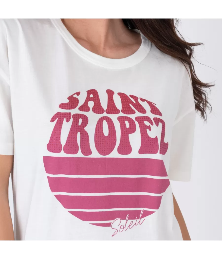 T-shirt femme disco Saint Tropez écru | Kiwi Saint Tropez